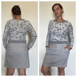 GAP Skirt Grey Work Office Preppy Minimalist 10 Stretch Neutral